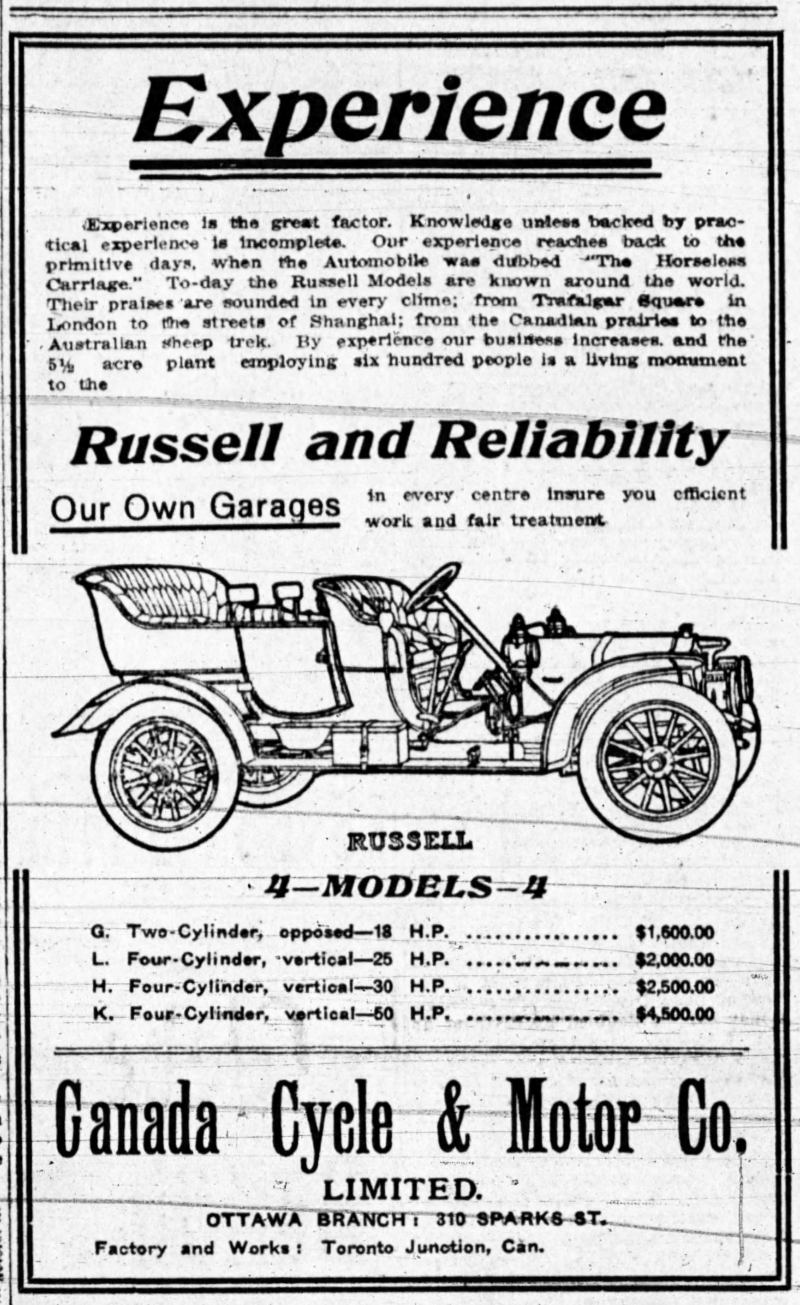 1908 Russell ad