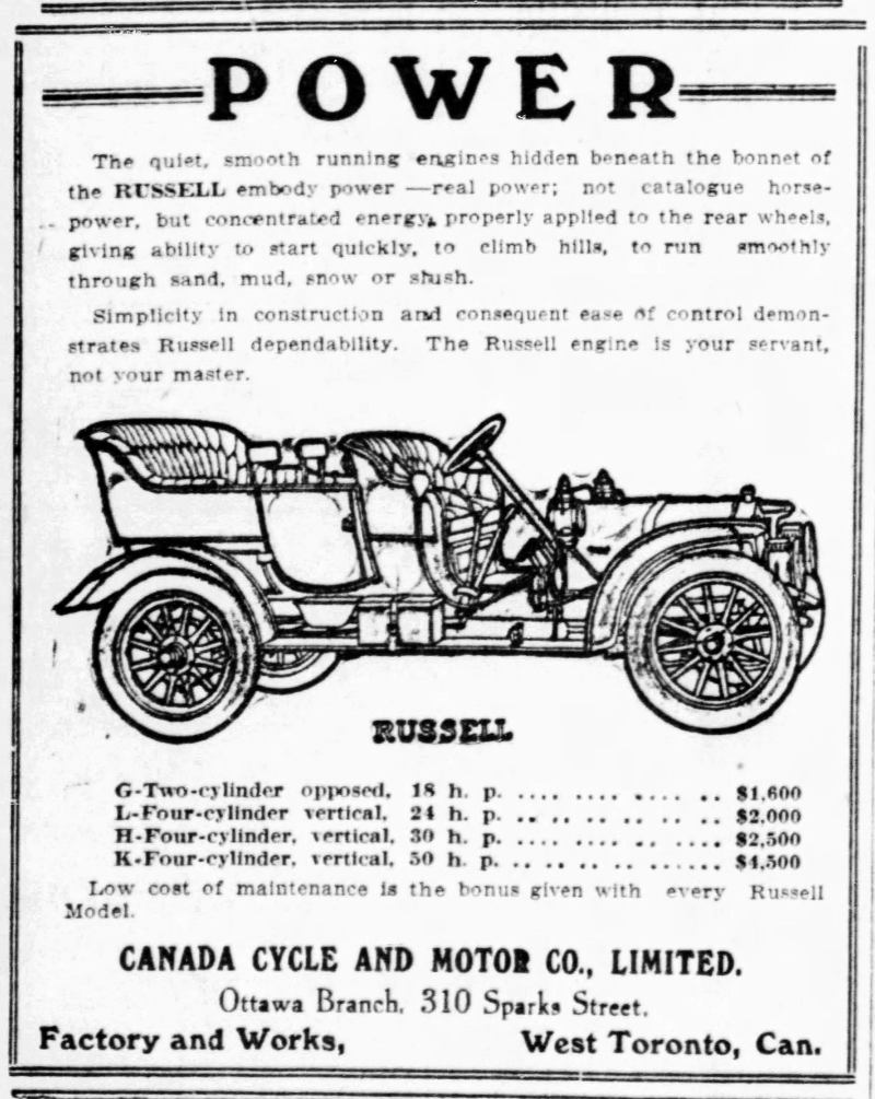 1908 Russell ad