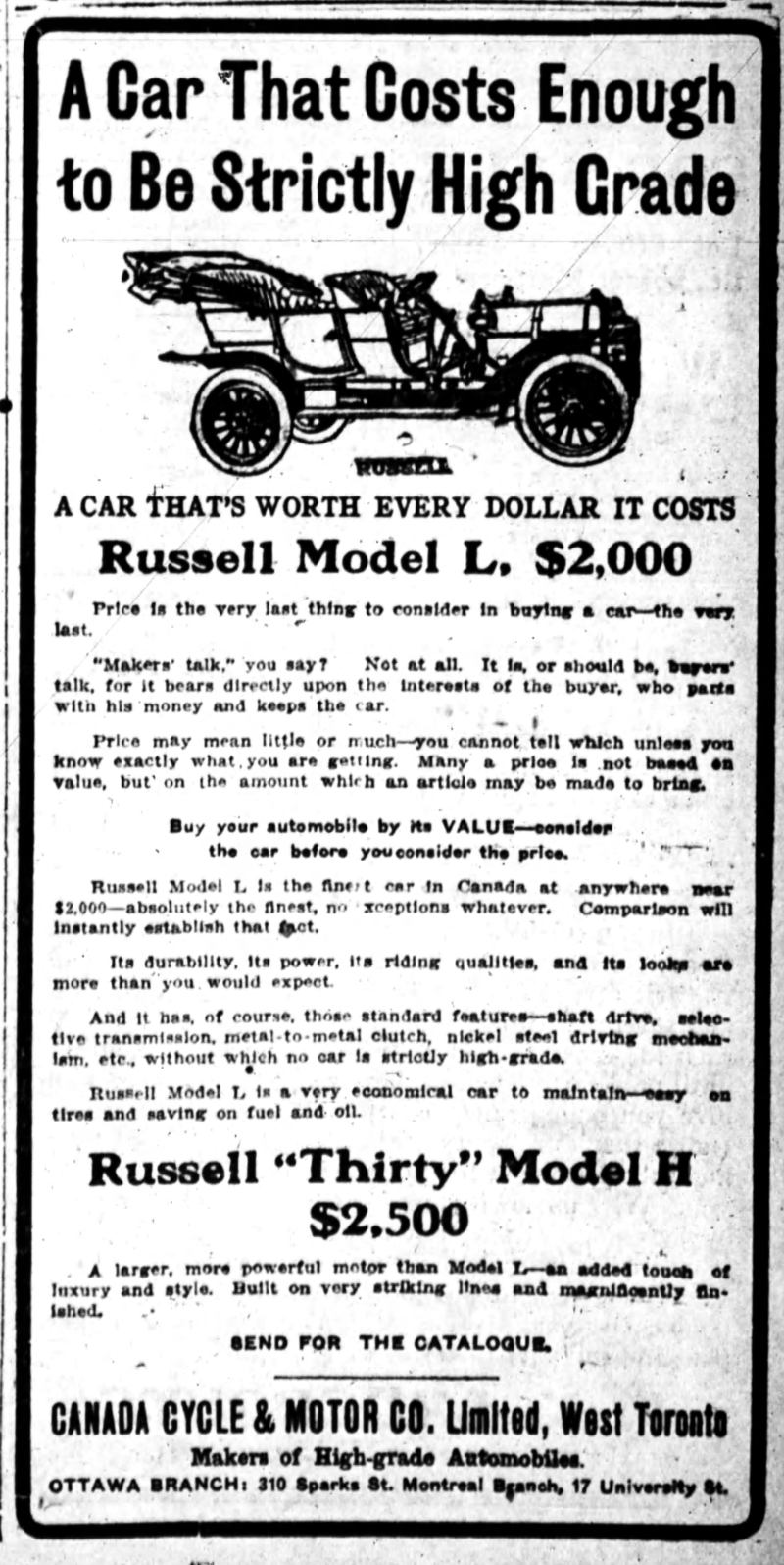 1909 Russell ad