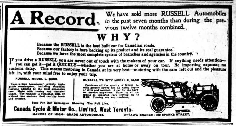 1909 Russell ad