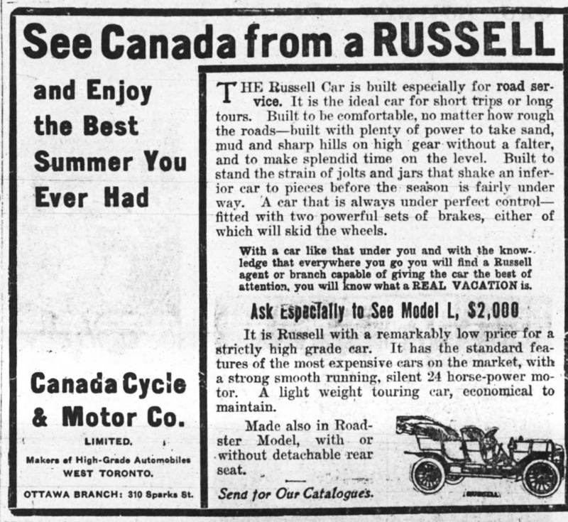 1909 Russell ad
