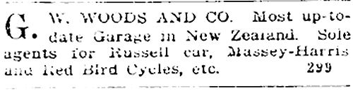 1909 G.W. Woods ad