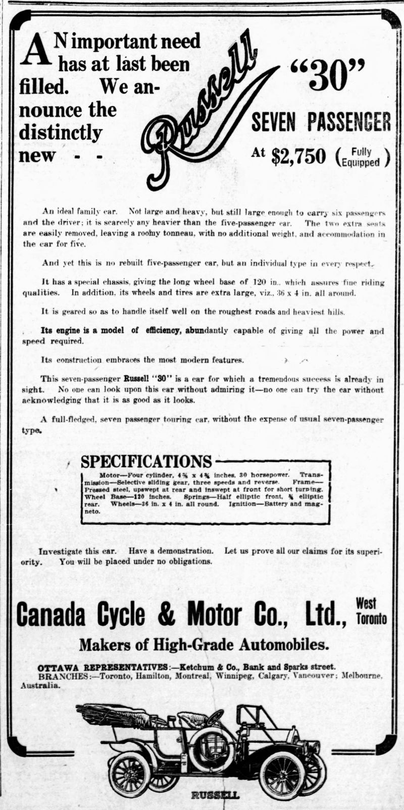 1910 Russell ad