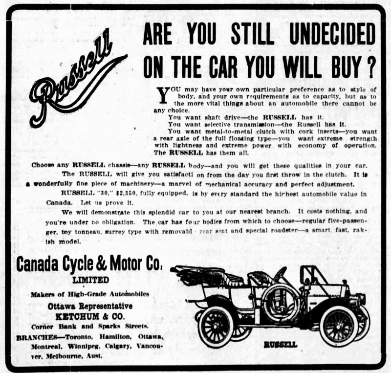 1910 Russell ad