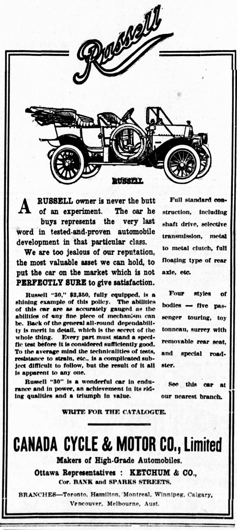1910 Russell ad
