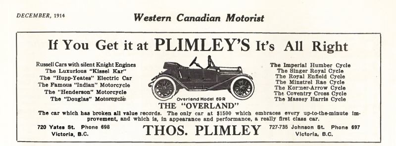 1914 Plimley's ad